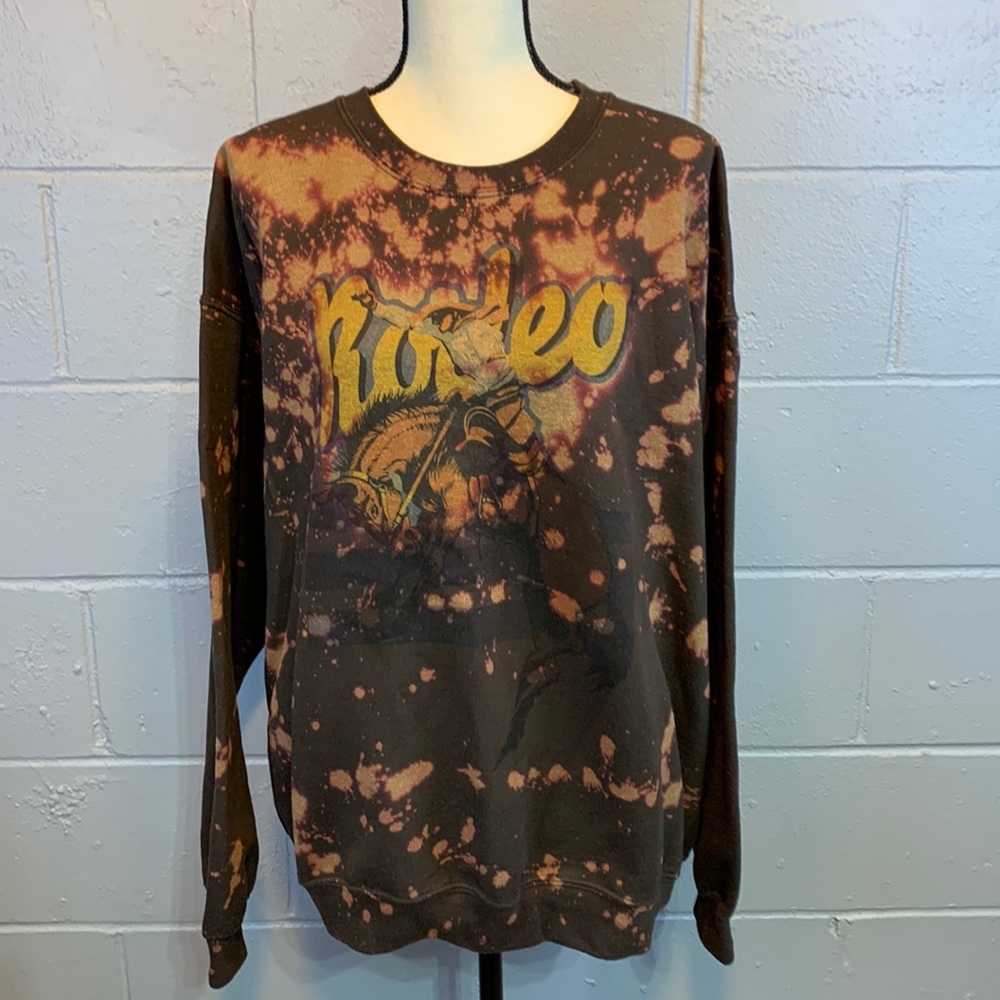 GINA Girls In Action Brown Bleach Rodeo Sweatshirt-Women's Size XL